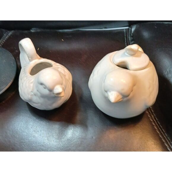 World Market White Cottage BIRD Creamer and Sugar Bowl Set - Picture 13 of 13